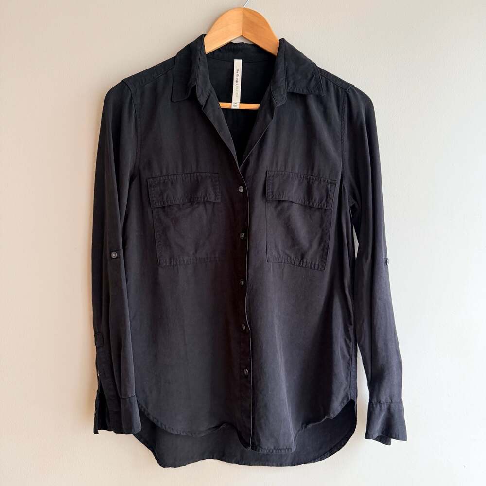 The Group by Babaton Black Lyocell Utility Button Down Shirt Size XXS